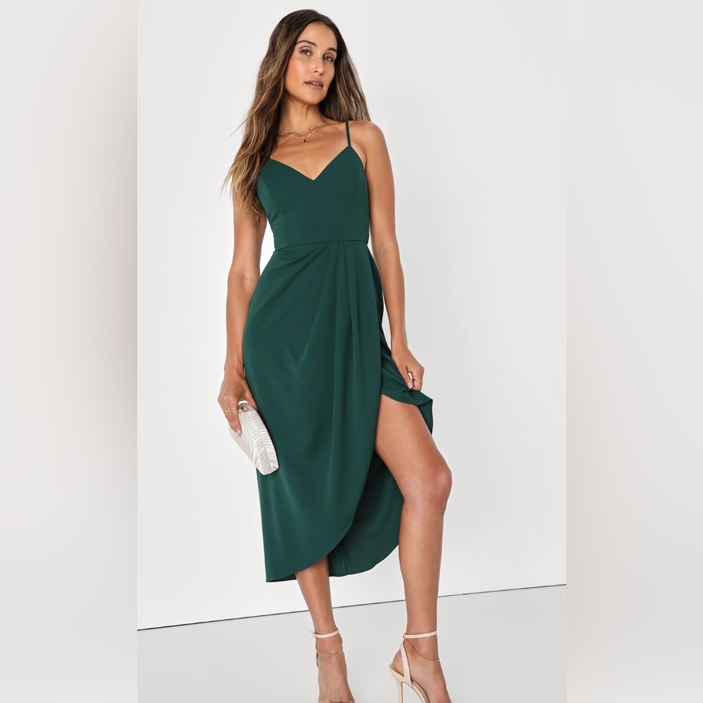 Reinette Dark Green Midi Dress